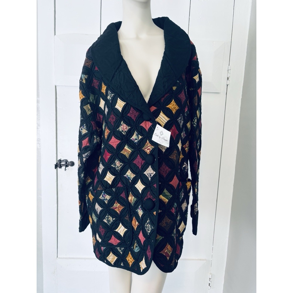 Vintage Donna Sharp Quilted Wearable Art Jacket Womens 1X Patchwork Colorful